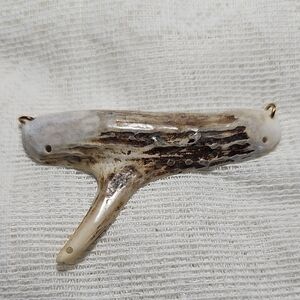 Antler Pendant Necklace Charm in Natural White and Brown